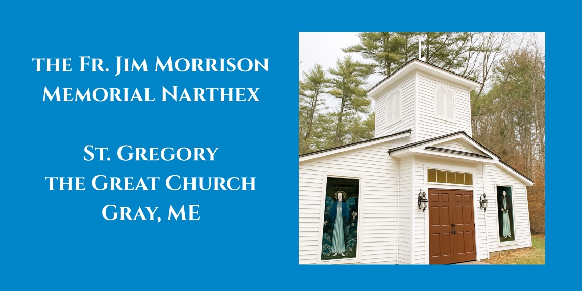 Fr. Jim Morrison narthex blessing with church photo