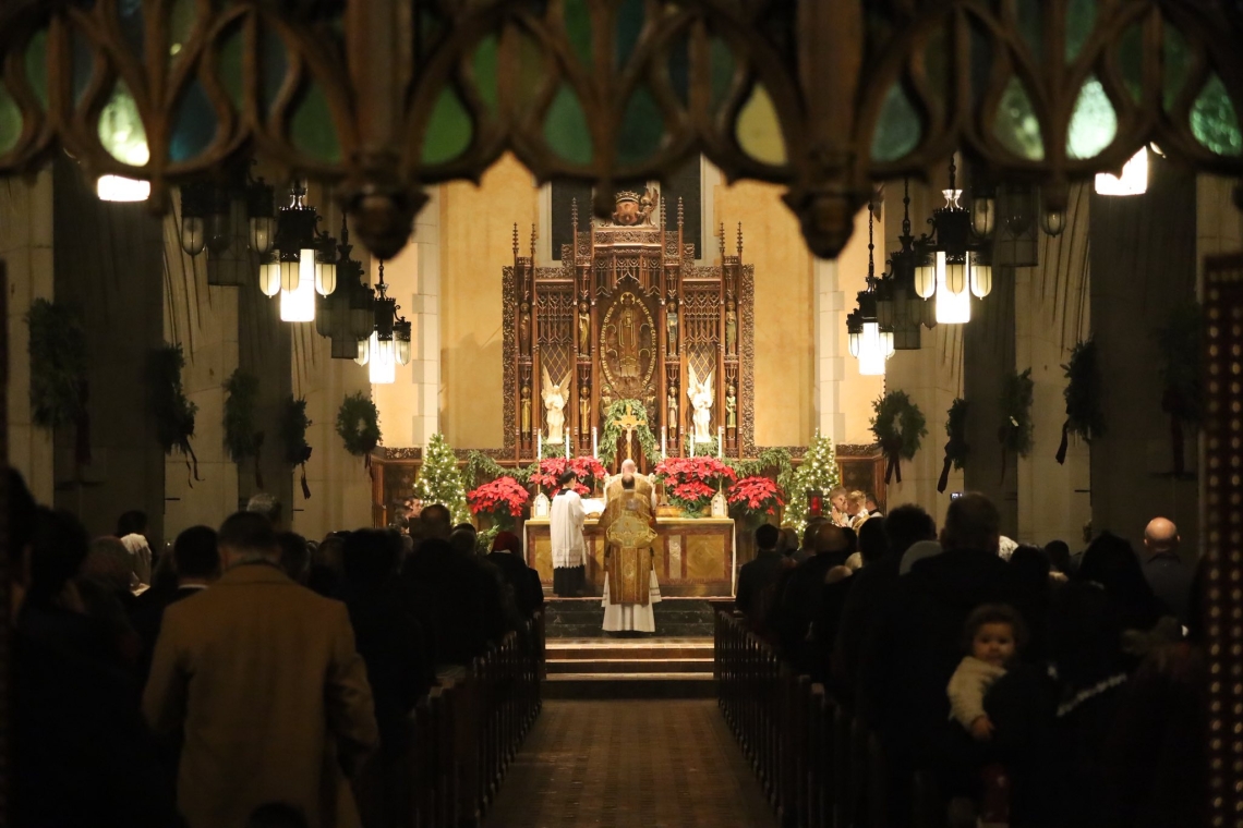 Photo of illuminated altar