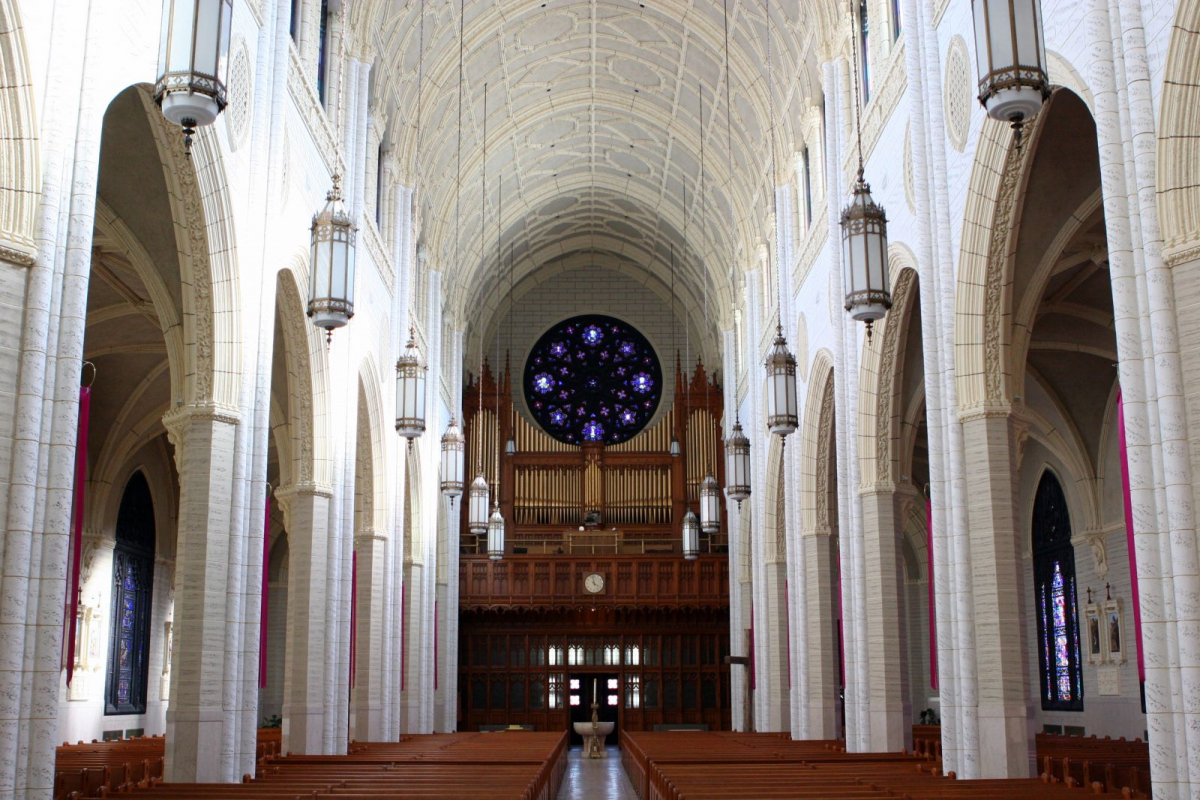 The Rose window in the Basilica, Maine