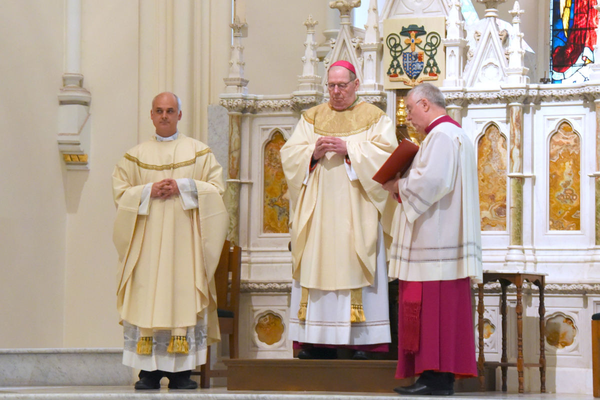 Bishop Robert Deeley, Father Seamus Griesbach, and Msgr. Marc Caron