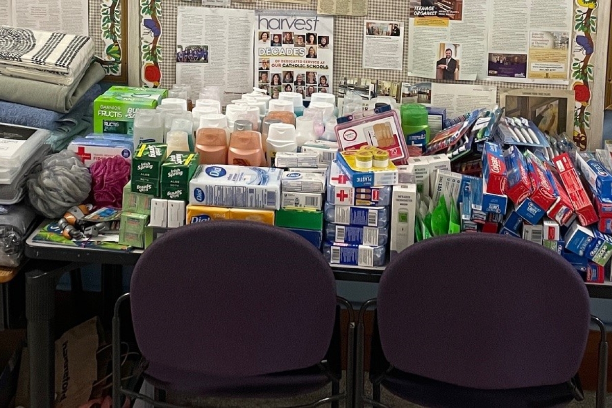 donated items on a table 