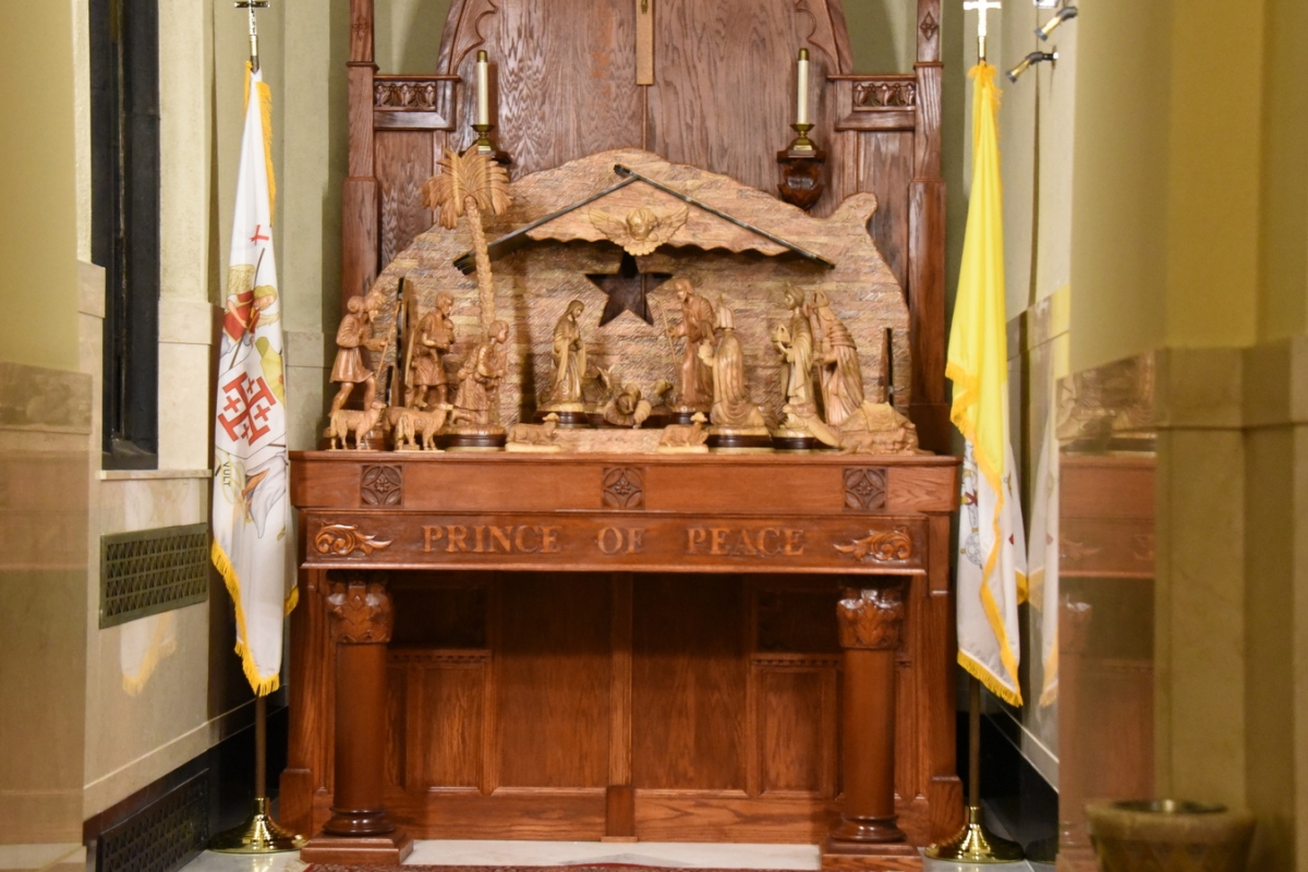 The Nativity scene and altar