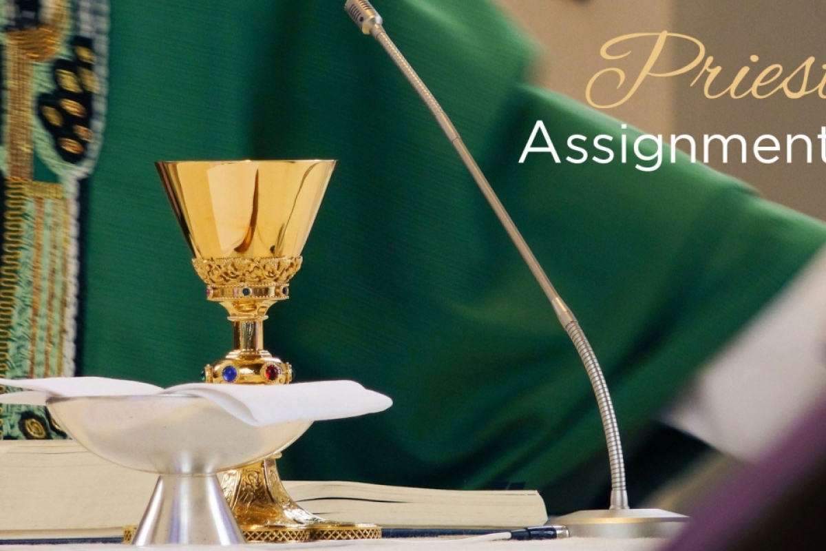Photo of an altar with words Priest Assignments