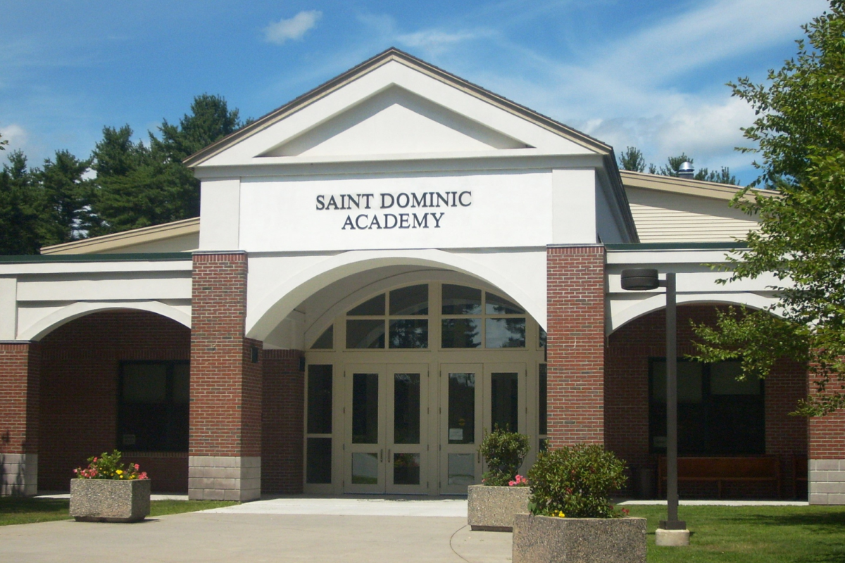 The entrance of St. Dominic Academy in Auburn