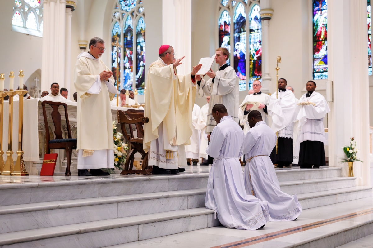 Bishop Ruggieri prays the Prayer of Ordination.