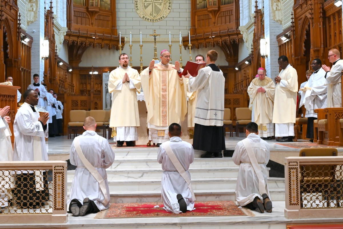 Bishop Ruggieri prays the Prayer of Ordination.