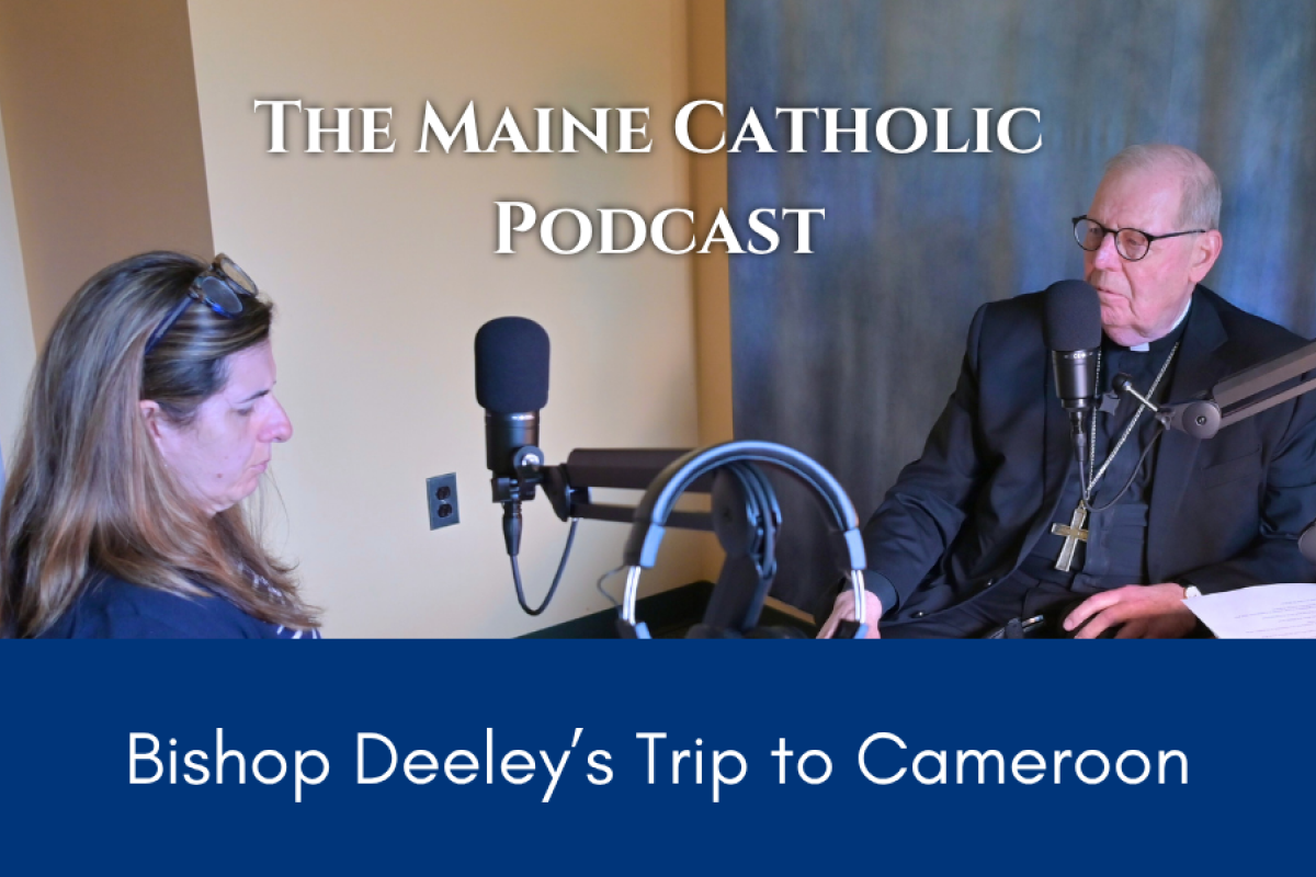 Bishop Deeley and Molly getting ready to record the podcast
