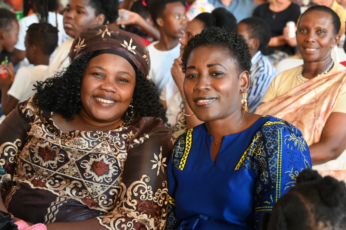 Two women smiling