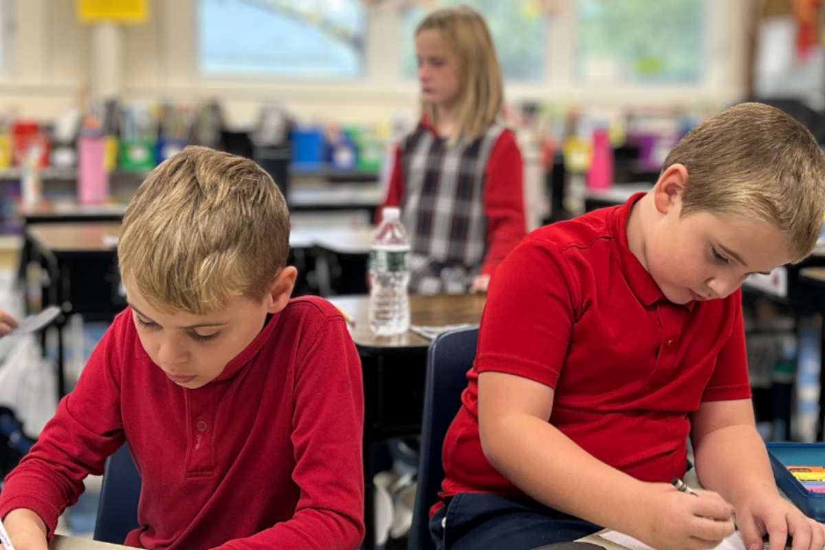 two students at St. Michael school in augusta